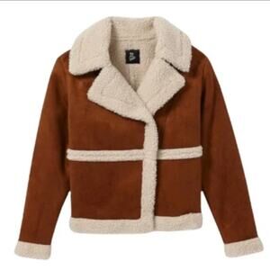 Art Class Girls Faux Suede Sherpa Moto Jacket